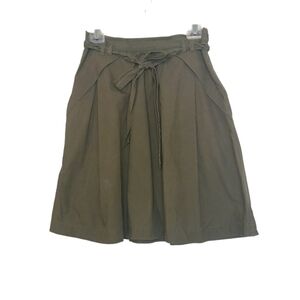 Odille Anthropologie Belted Olive Green A-Line Miniskirt Womens Sz 6